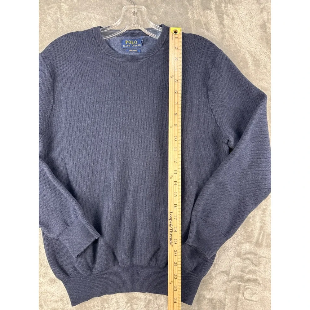 Polo Ralph Lauren Sweater Mens M Crewneck Navy Blue Pima Cotton EUC